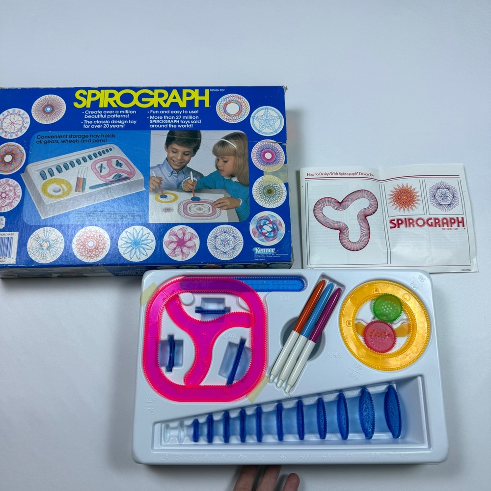 Vintage Kenner Spirograph Set 1990 Complete Tray Box Parts READ Missing Pieces